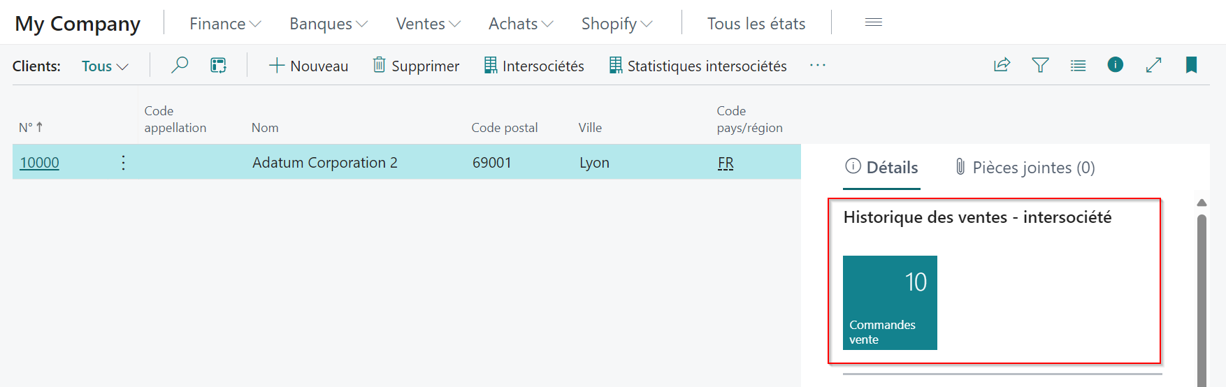 Commandes intersociété